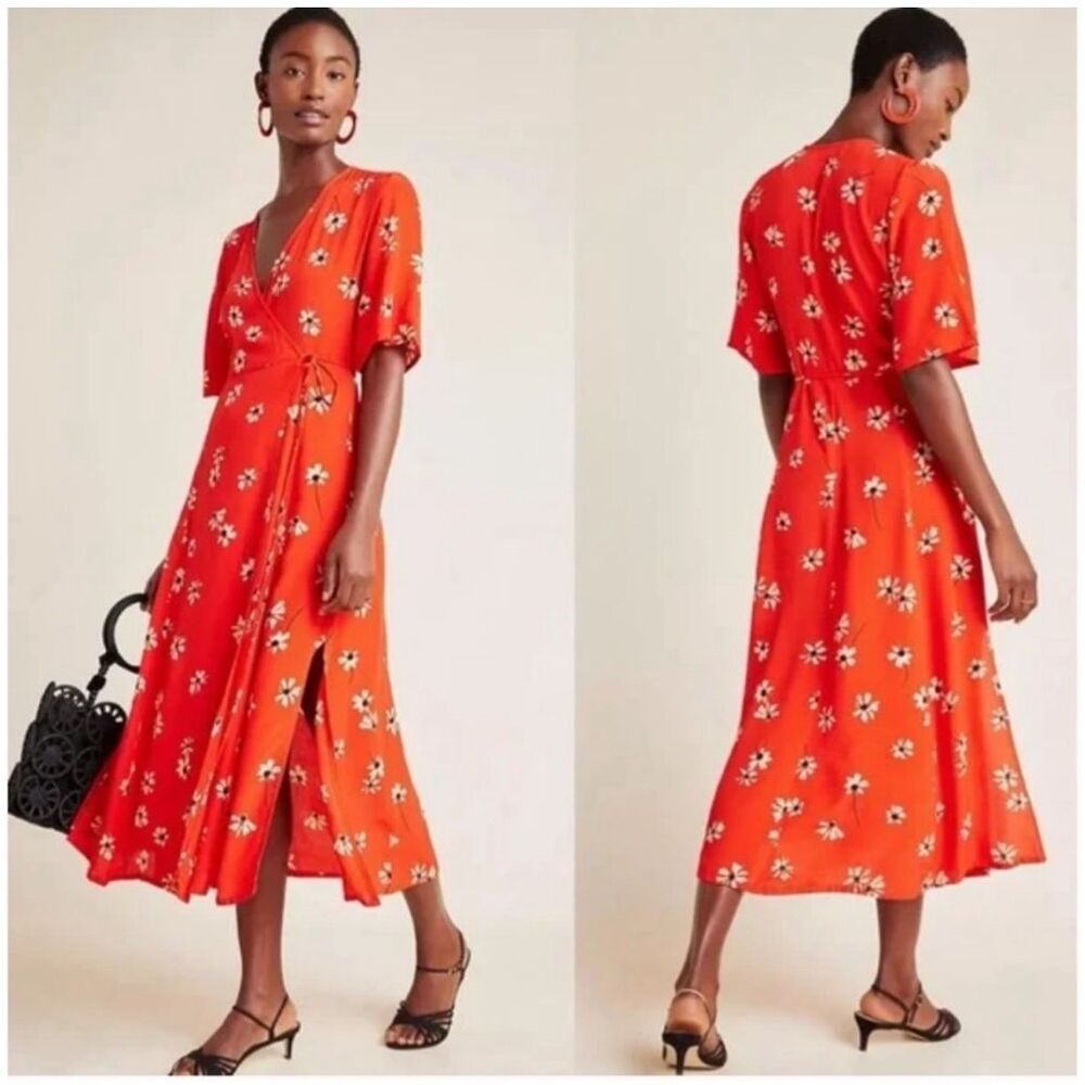 Faithfull The Brand x Anthropologie Red Floral Rivera Wrap Dress